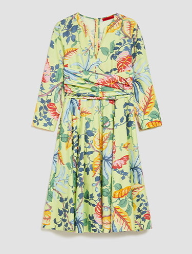 Cotton-poplin shirt dress - acid green pattern - MAX&Co.