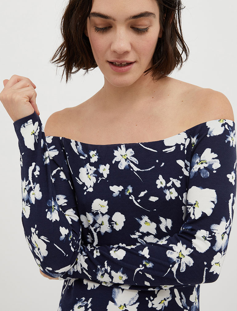 Floral-print jersey maxi dress - navy blue - MAX&Co.